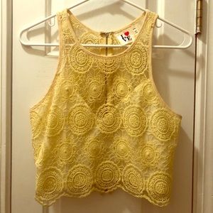 Yellow Laced Crop Top